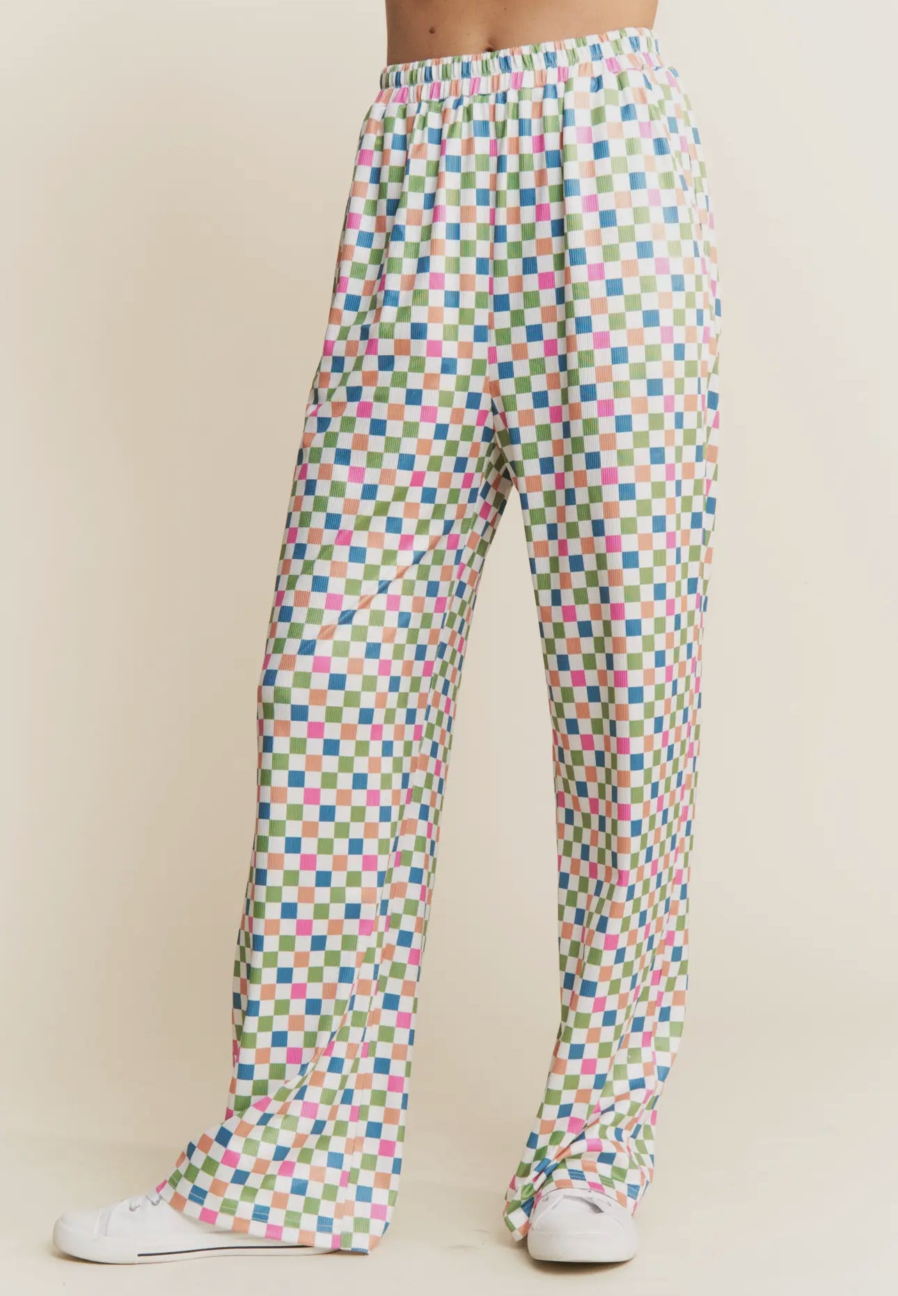 Multicolor Checkered Print Pants