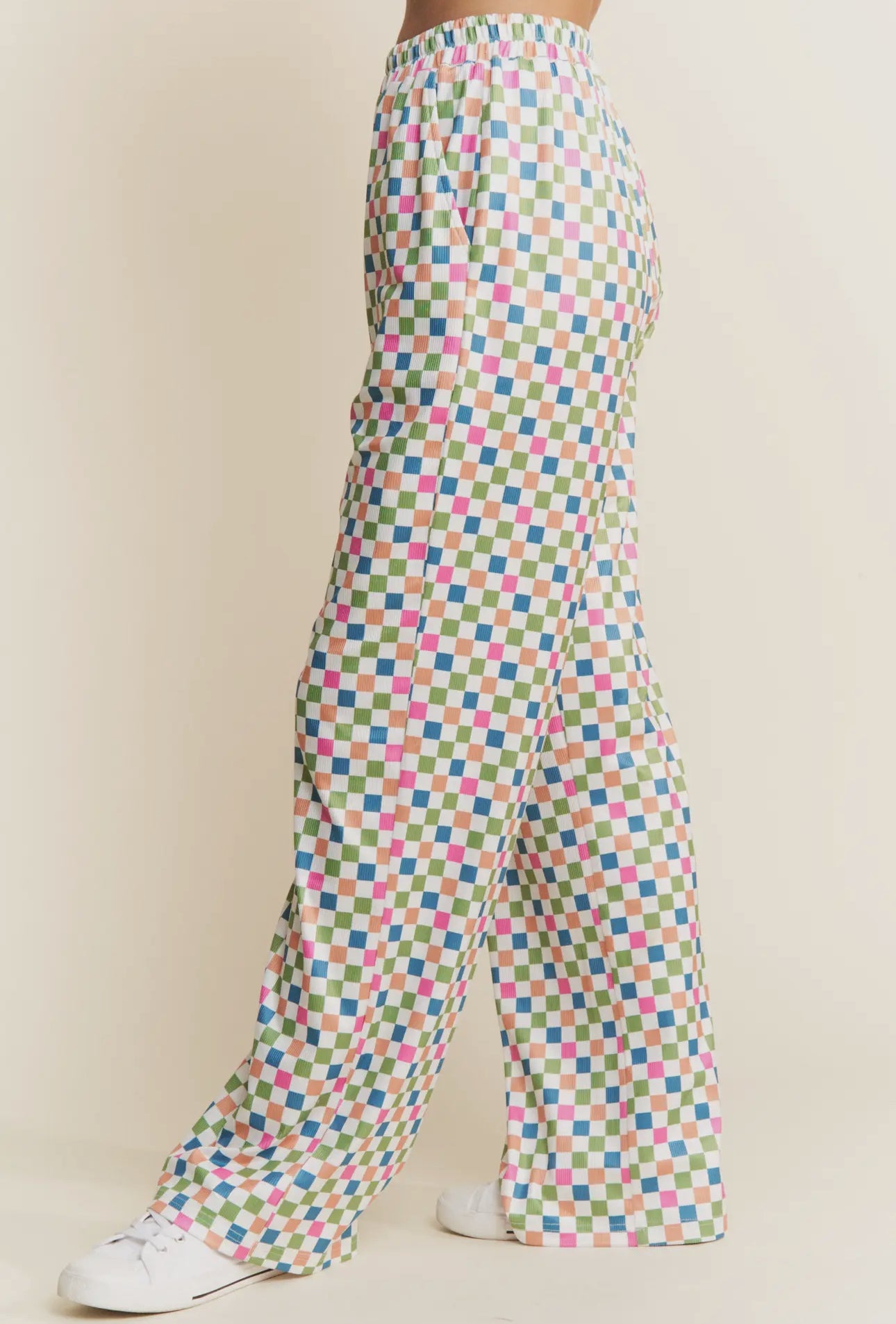Multicolor Checkered Print Pants