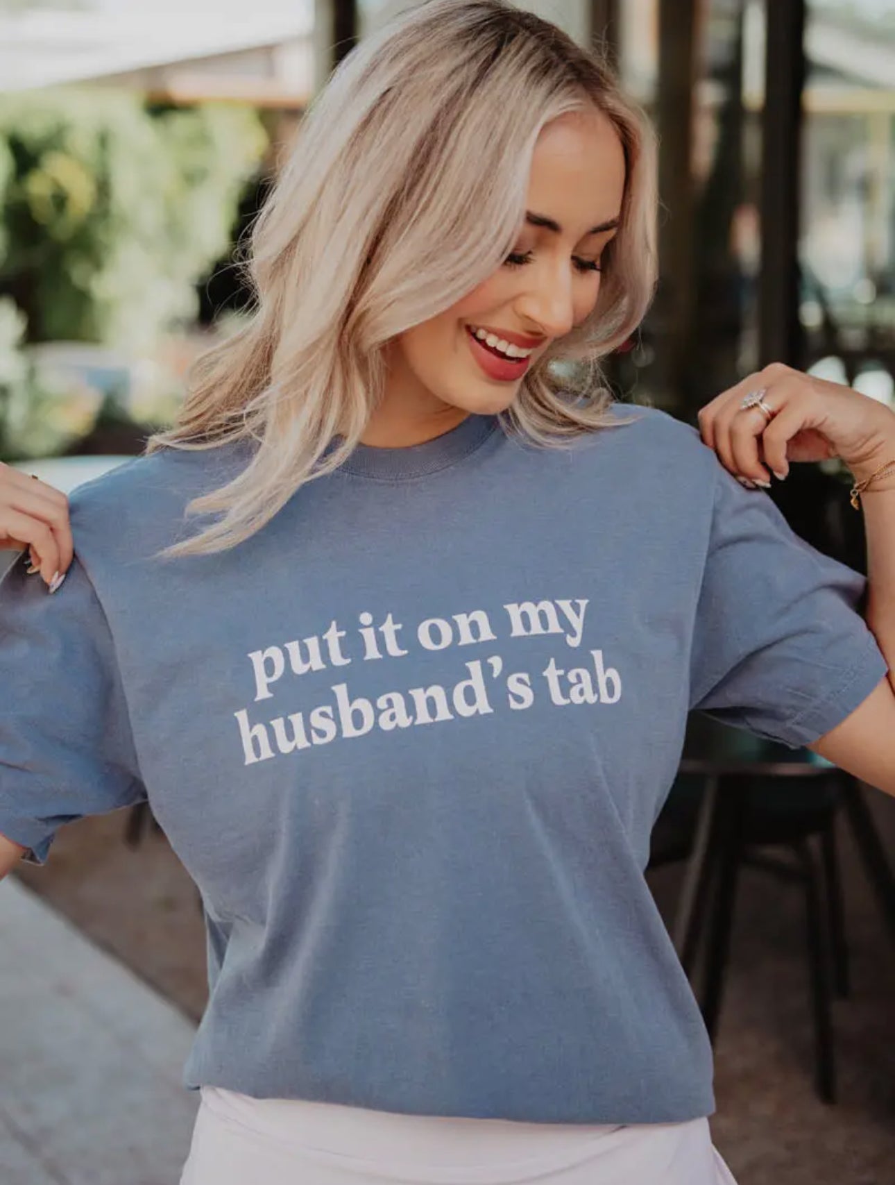 Put It On My Husband's Tab Graphic Tee
