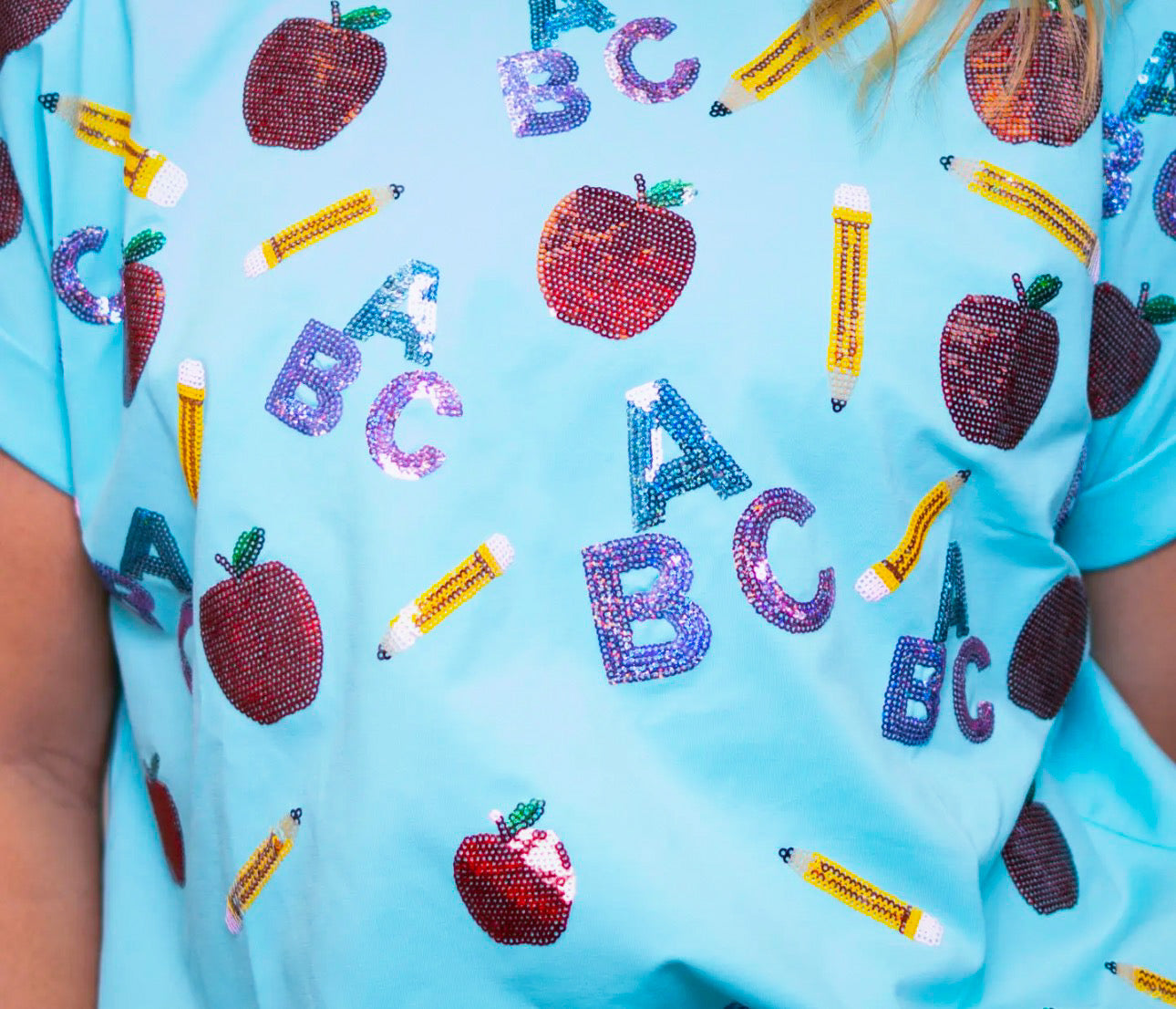 Apple ABC Sequins Top