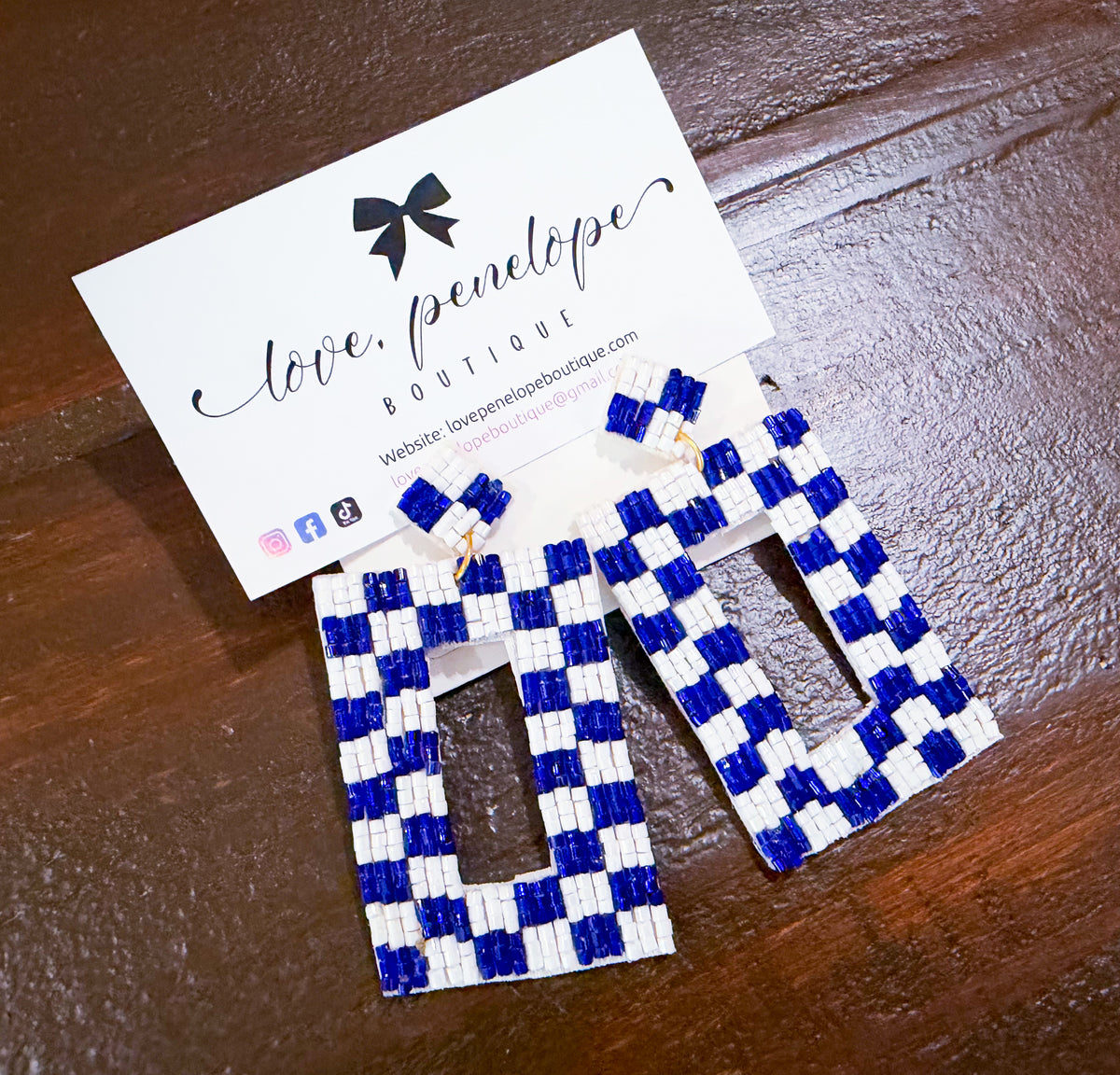 Blue Checkered Earrings