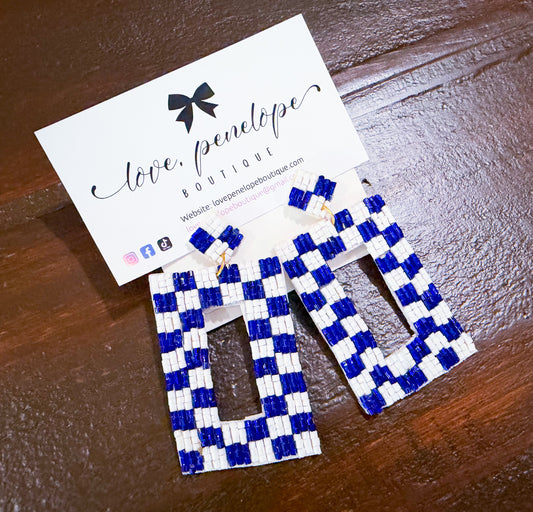 Blue Checkered Earrings