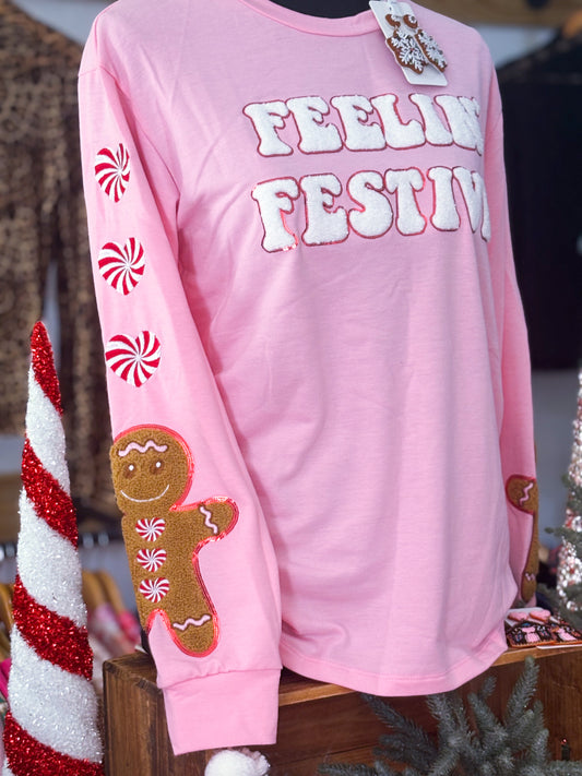 Feelin Festive Gingerbread Sequin Top