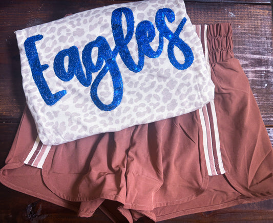 Eagles Sequins White Leopard Graphic Tee