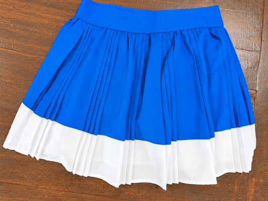 Blue And White Pleated Skort