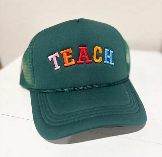 Green Embroidery TEACH Hat