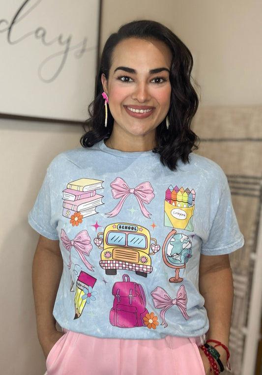 School Supplies and Bows Graphic Tee