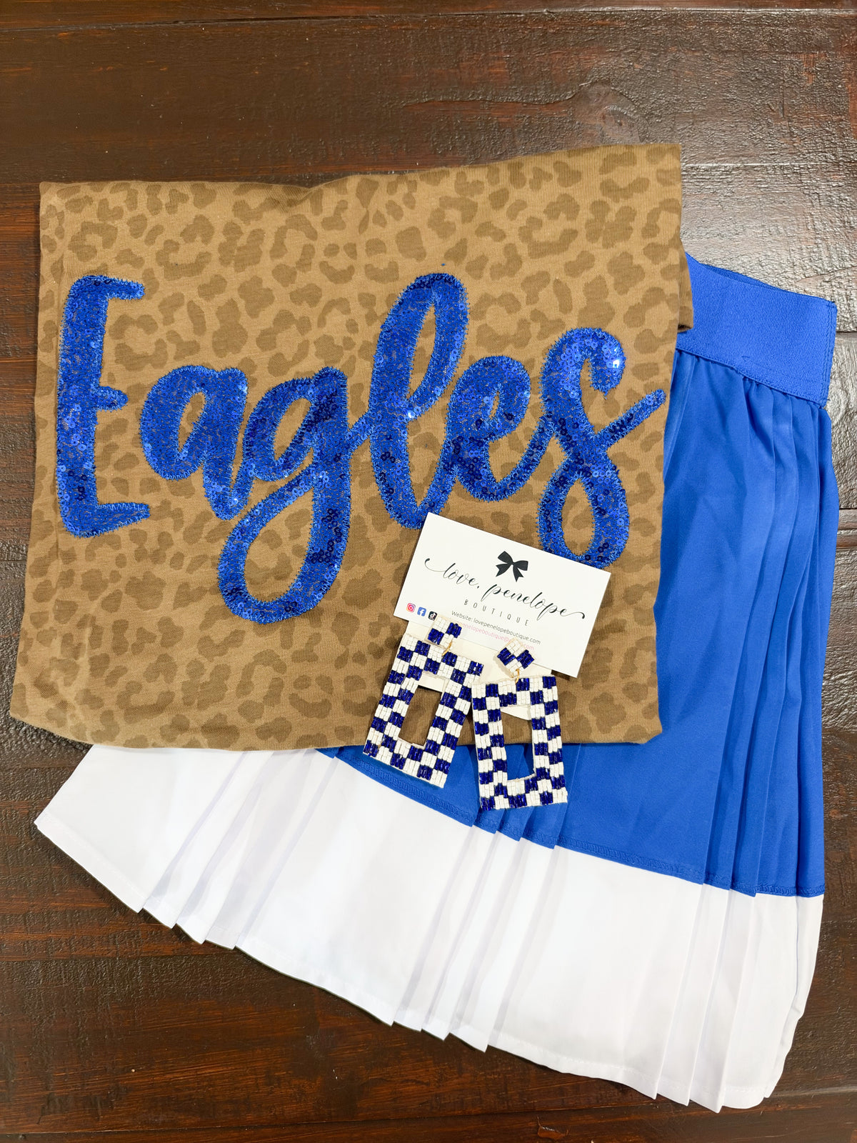 Eagles Sequins Custom Graphic Tee in Brown