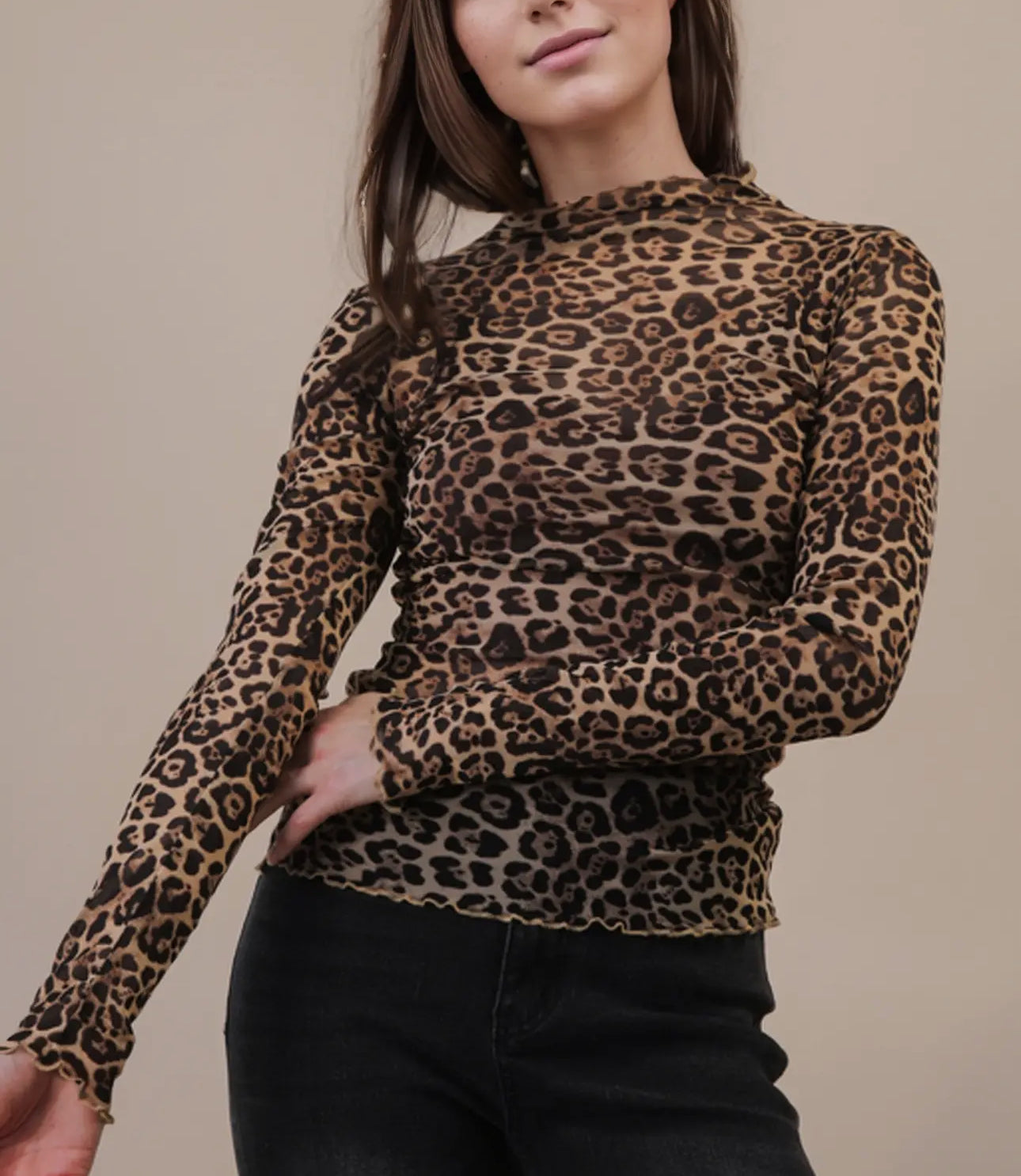 Leopard Mesh Top