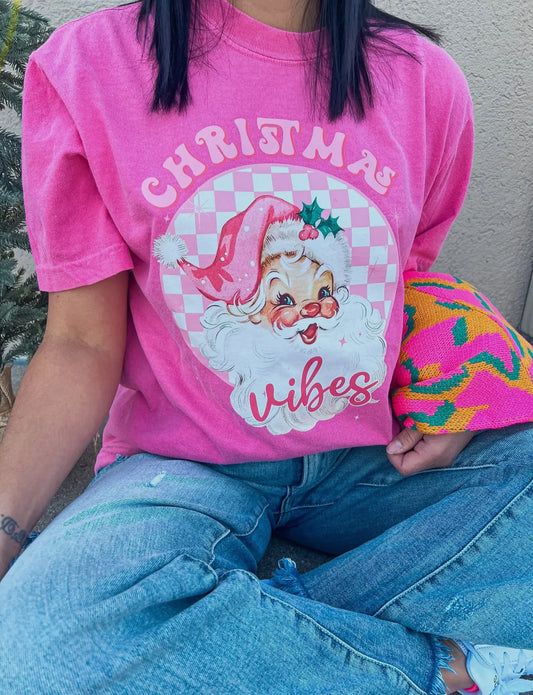 Pink Vintage Santa Graphic Tee
