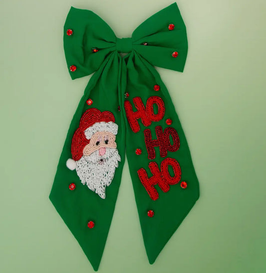 Green Santa HoHo Hair Bow