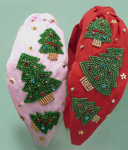 Christmas Tree Beaded Headband