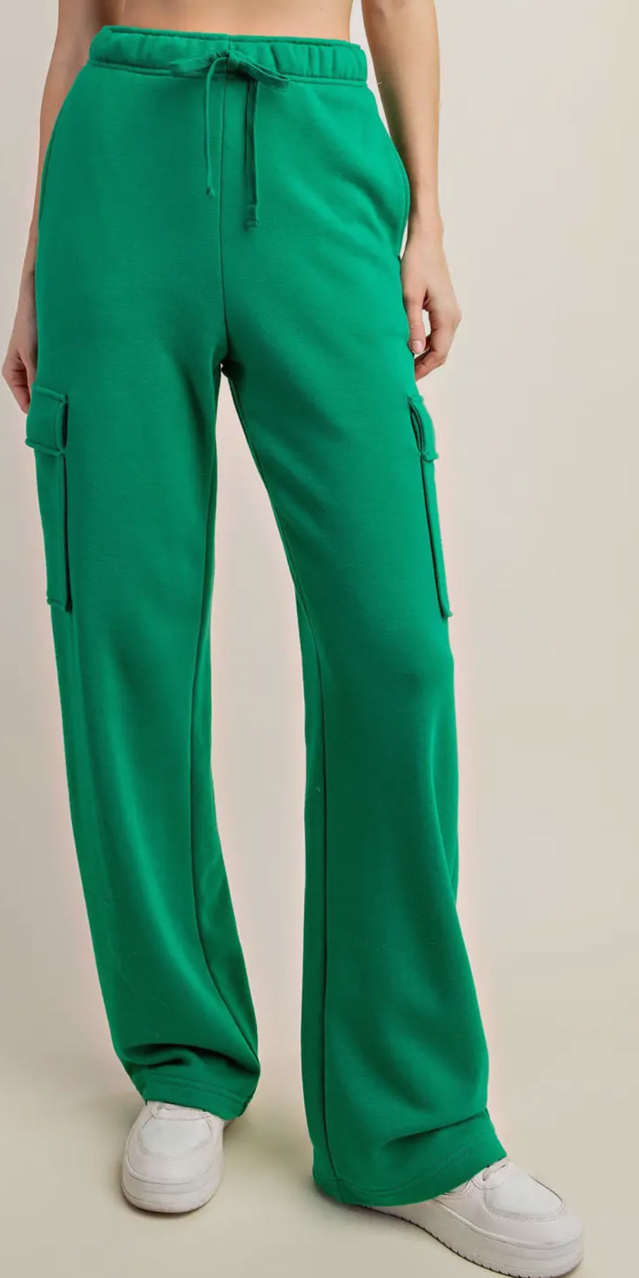 Straight Cargo Sweatpants in Green