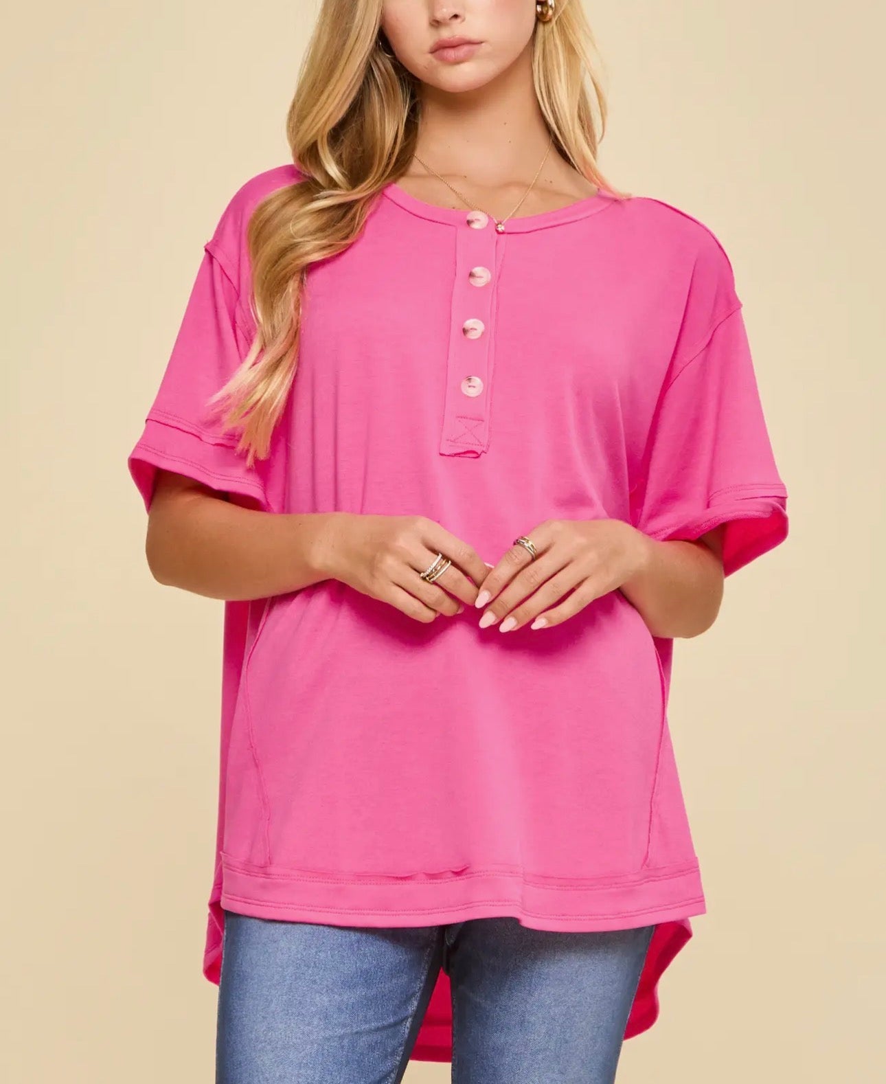 Pink Button Top