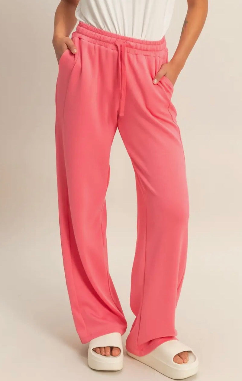 Tiffy Pink Soft Wide Leg Pants