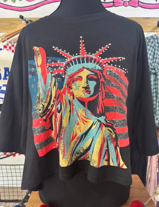 *SALE Lady Liberty Rhinestone Crop Top