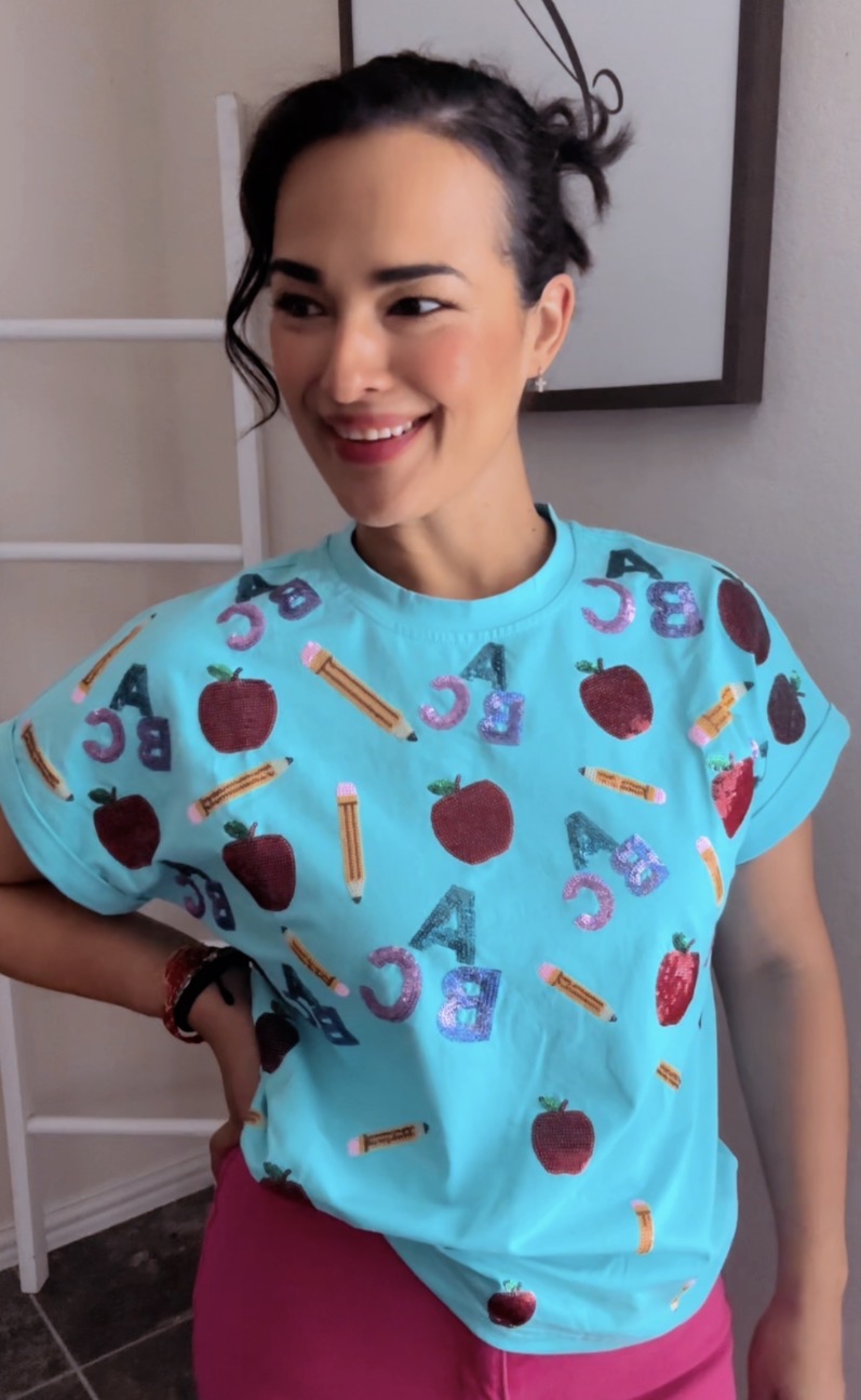 Apple ABC Sequins Top
