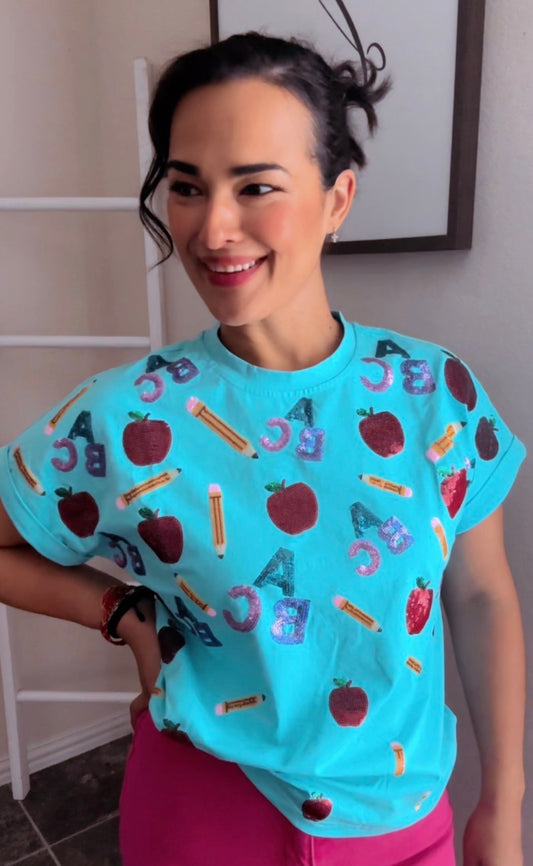 Apple ABC Sequins Top