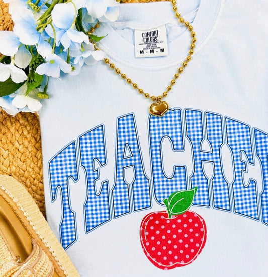 Blue Plaid TEACHER Graphic Tee