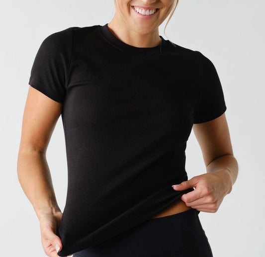 Black Ribbed Tee