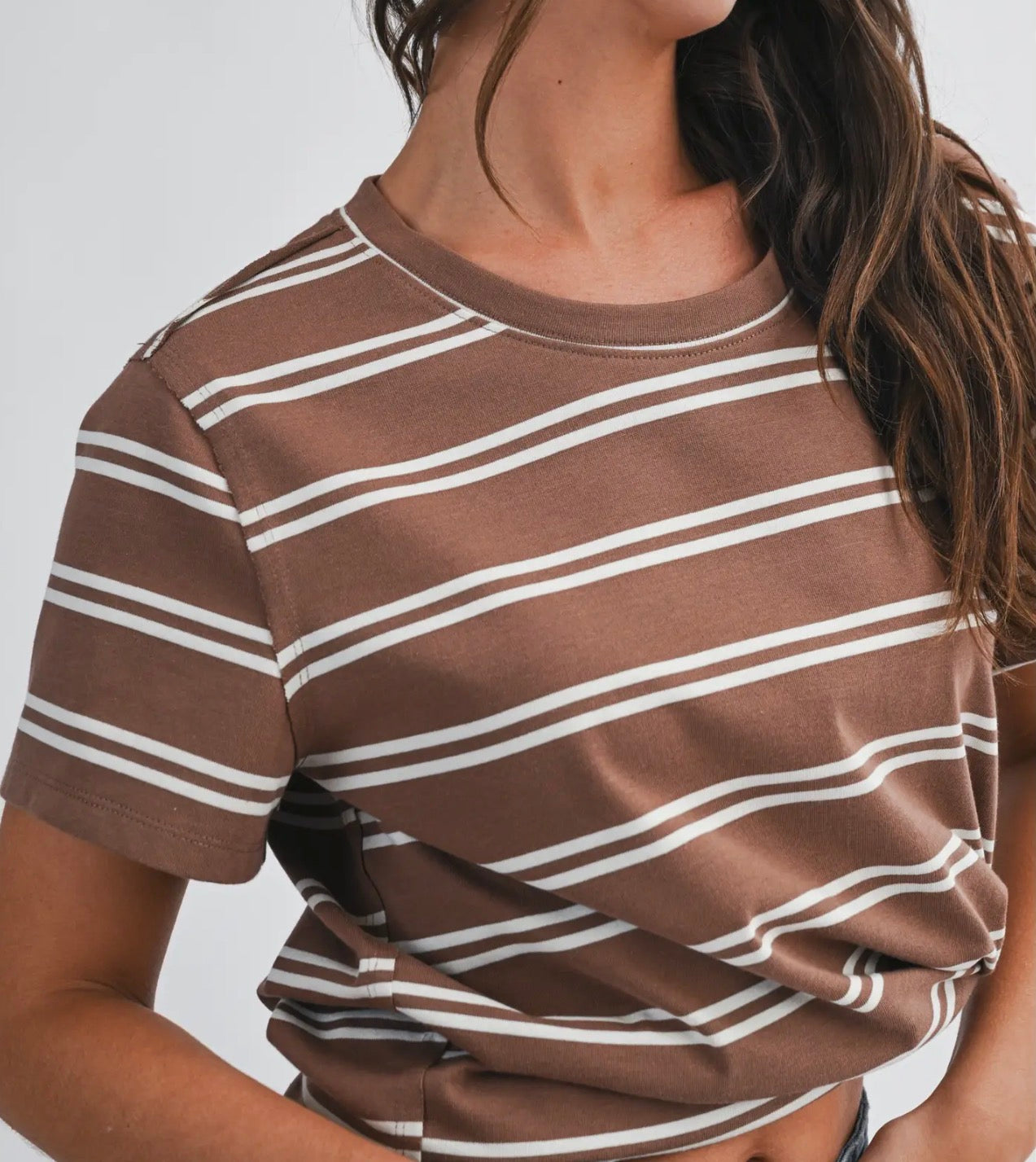 Brown Boxy Stripe Top