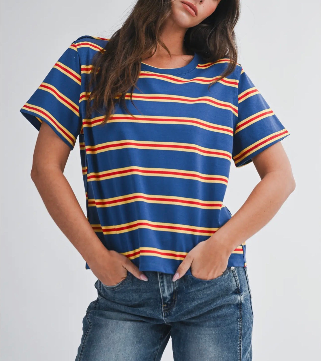 Blue Stripe Boxy Top