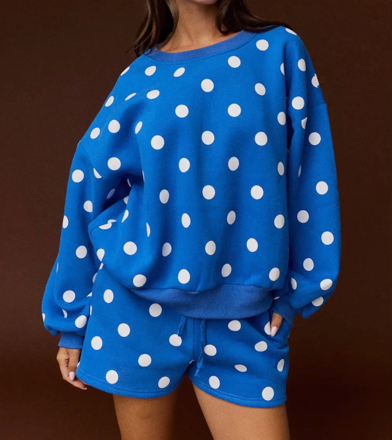 Blue Polka Dot Shorts Set