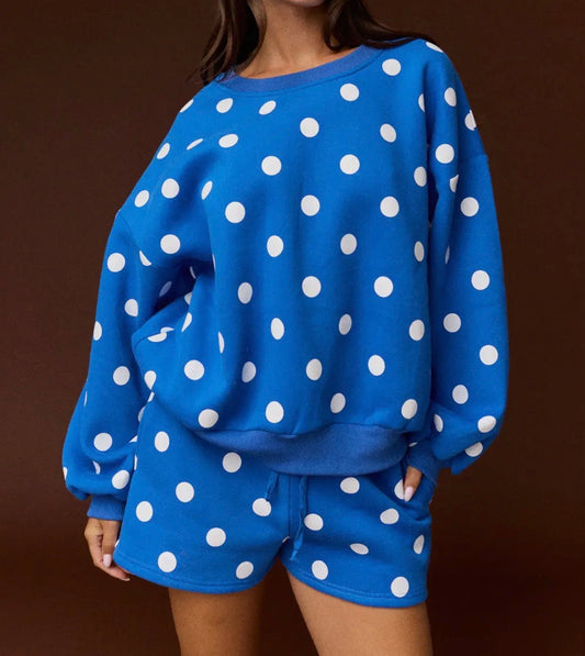 Blue Polka Dot Shorts Set