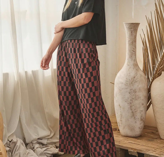 Brown Checkered Pants