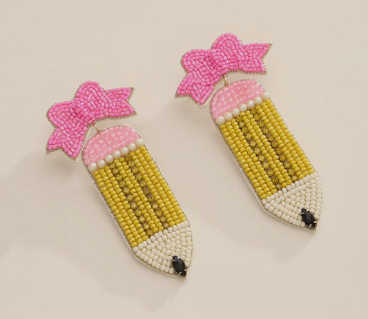 Bow and Pencil Earrings