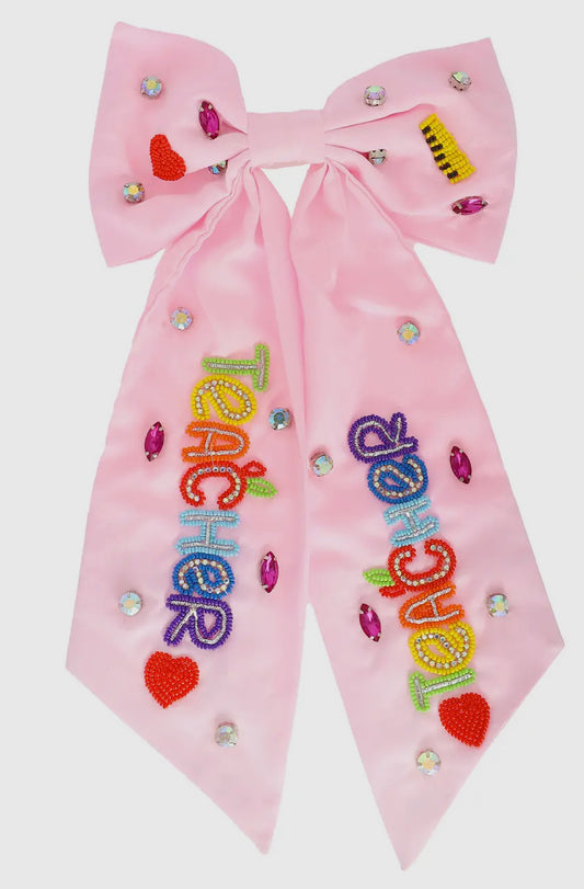 Teacher Beaded Hair Bow