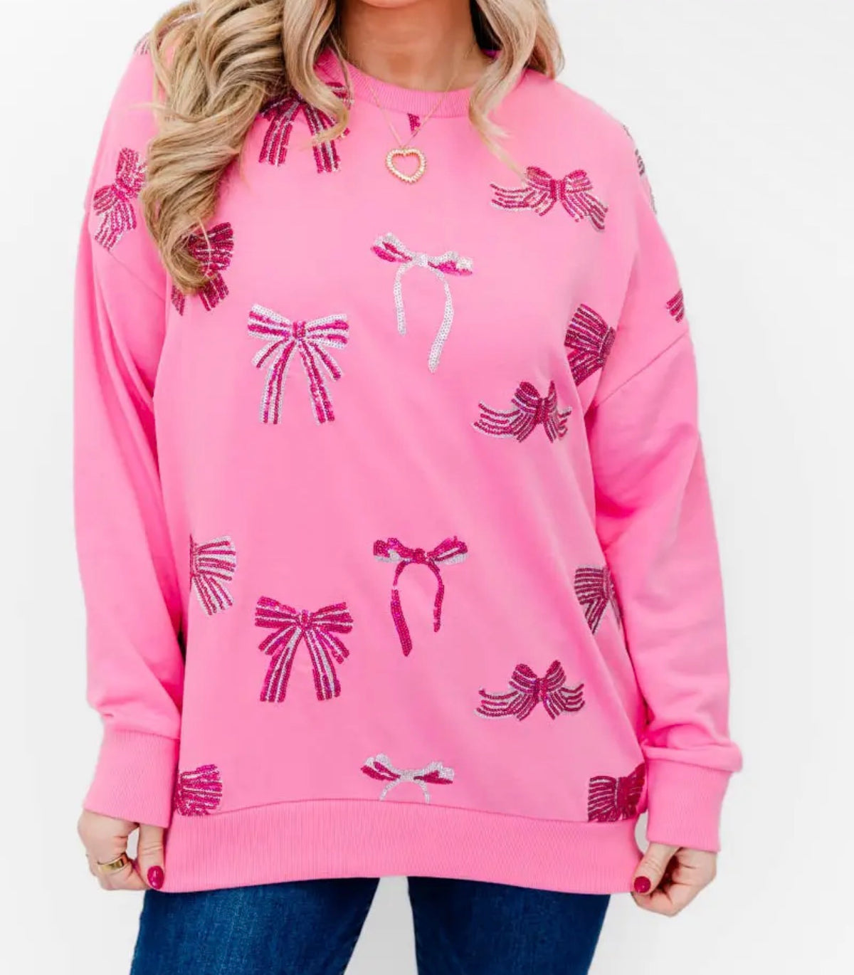 Pink Sequins Bow Top