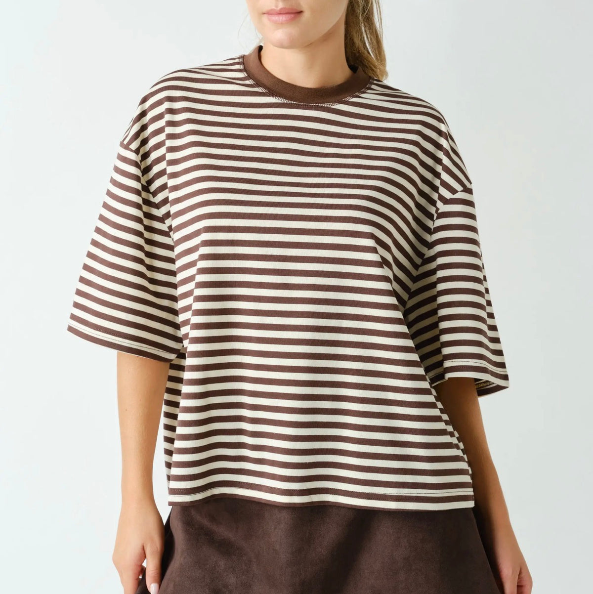 Boxy Brown Stripe Tee