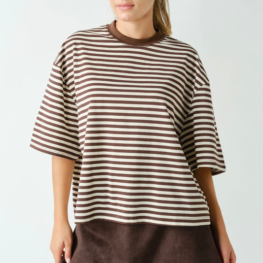 Boxy Brown Stripe Tee