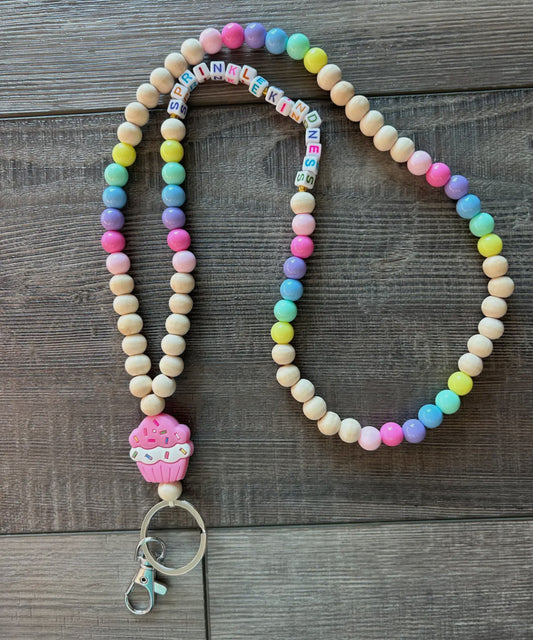 Cupcake Beaded Lanyard