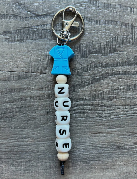 Nurse Scrubs Beaded Keychain