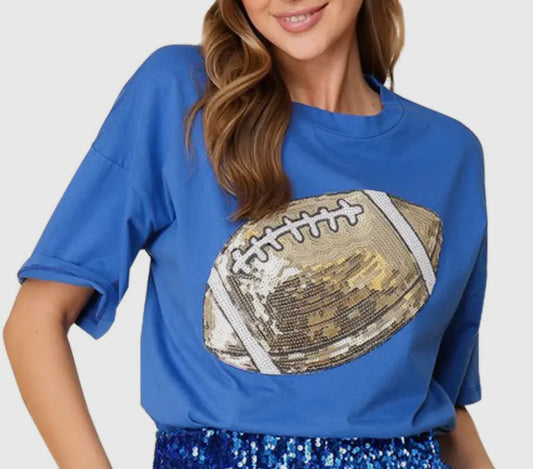 Football Sequins Top in Blue
