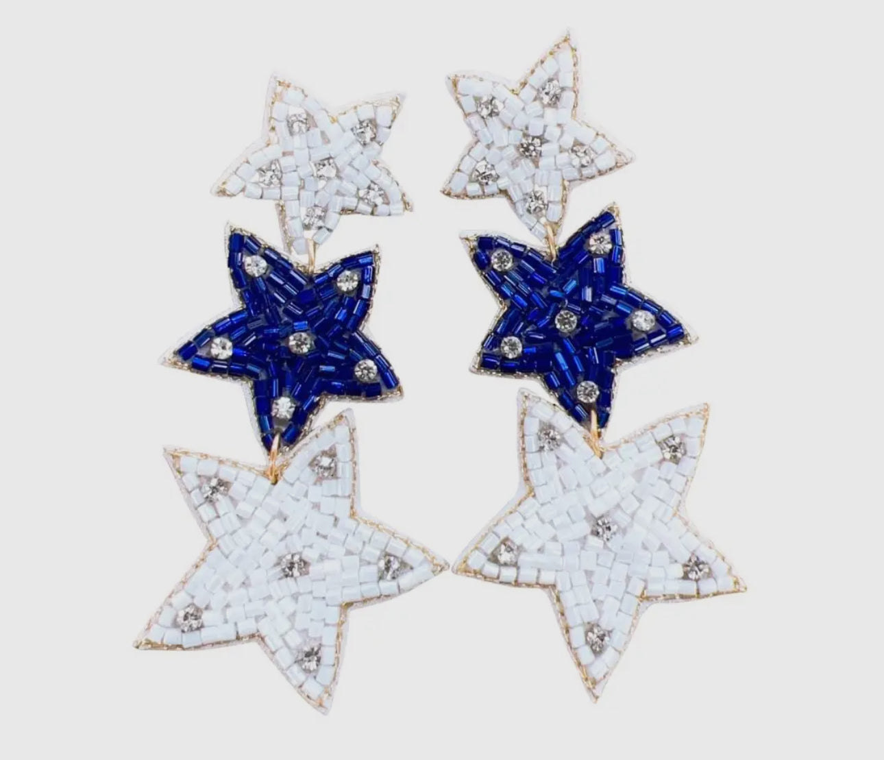 Blue and White Star Earrings