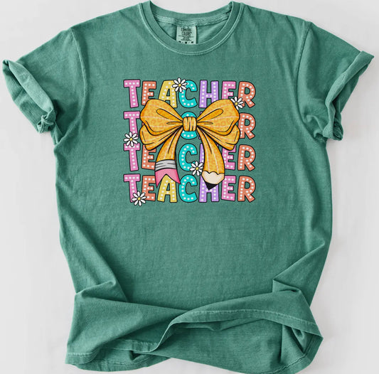 Teacher Multi Bow Graphic Tee