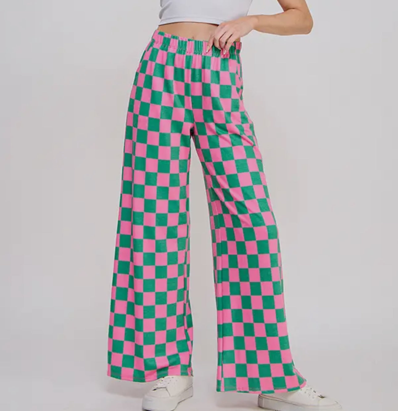 Pink and Green Checkered Pants